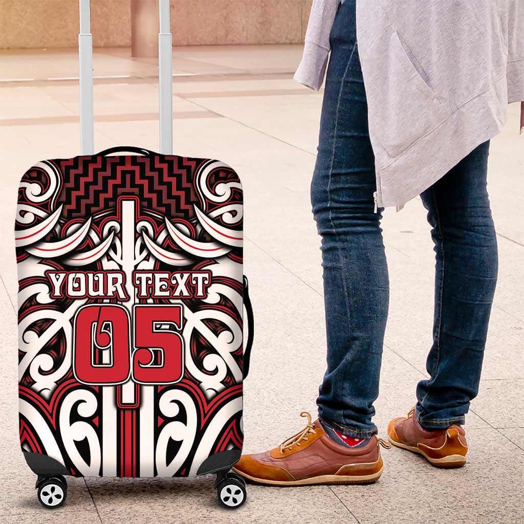 Custom Aotearoa Ngapuhi Luggage Cover Maori Tribal Pattern Mix Poutama LT05 Red - Polynesian Pride