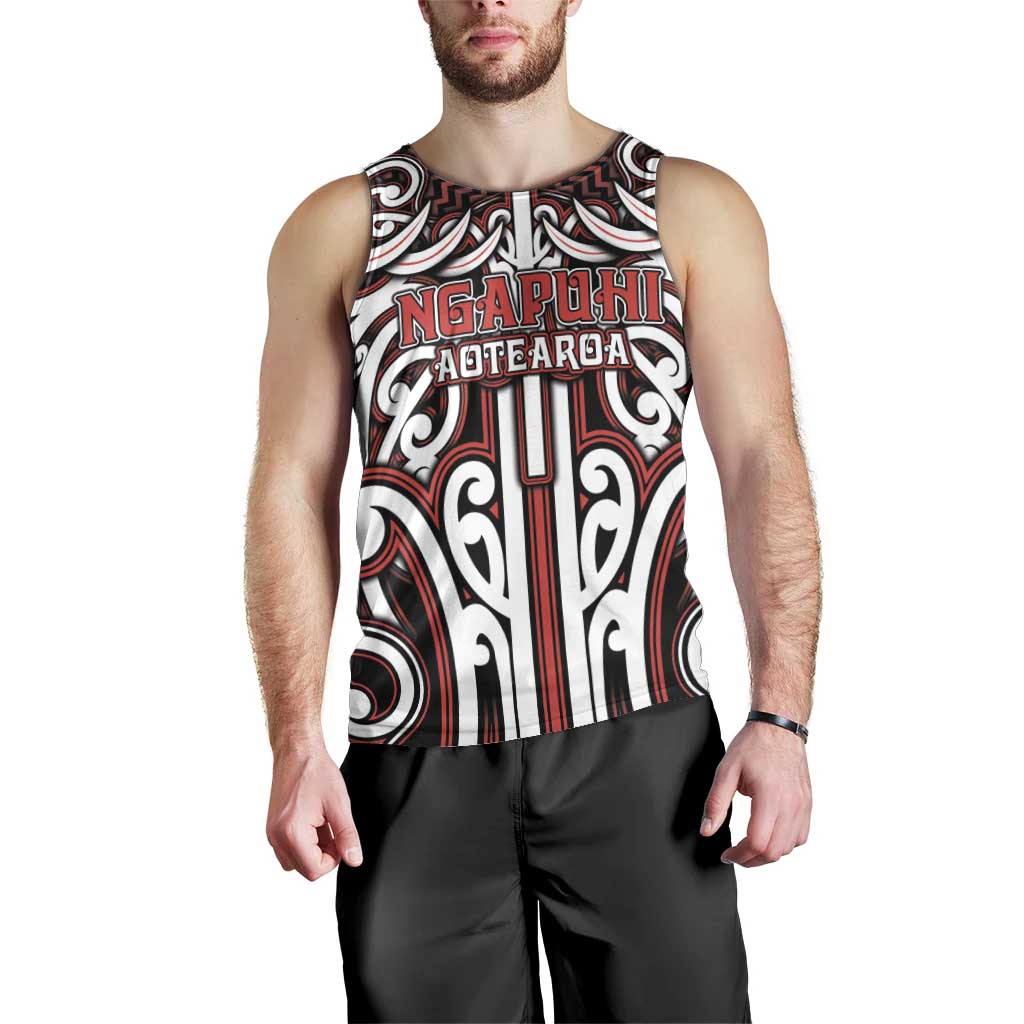 Custom Aotearoa Ngapuhi Men Tank Top Maori Tribal Pattern Mix Poutama