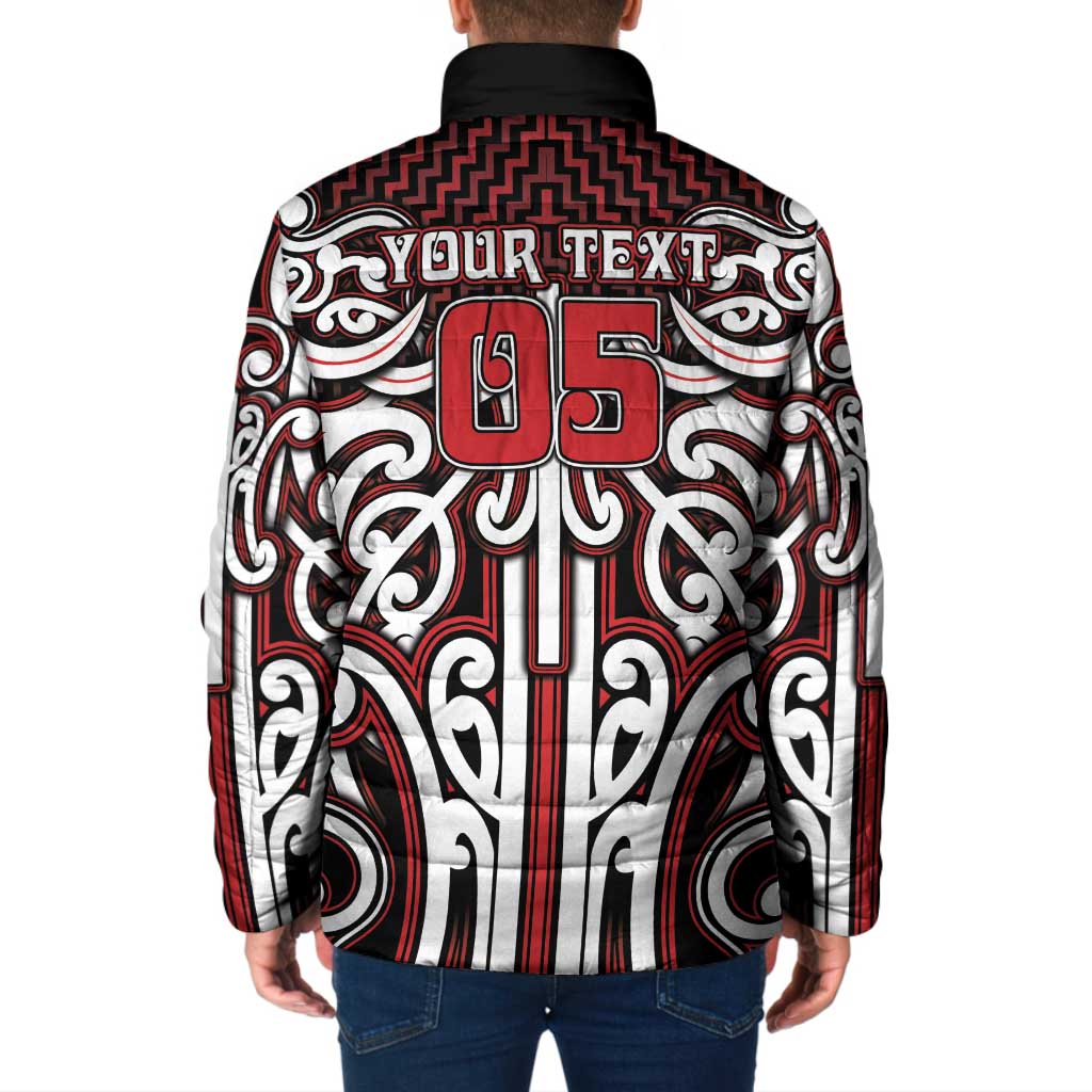 Custom Aotearoa Ngapuhi Padded Jacket Maori Tribal Pattern Mix Poutama