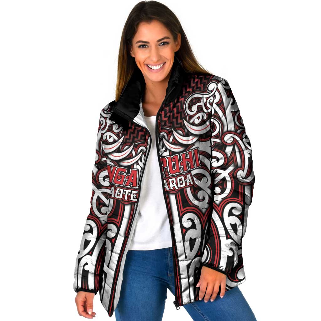 Custom Aotearoa Ngapuhi Padded Jacket Maori Tribal Pattern Mix Poutama