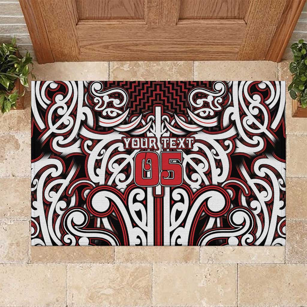 Custom Aotearoa Ngapuhi Rubber Doormat Maori Tribal Pattern Mix Poutama