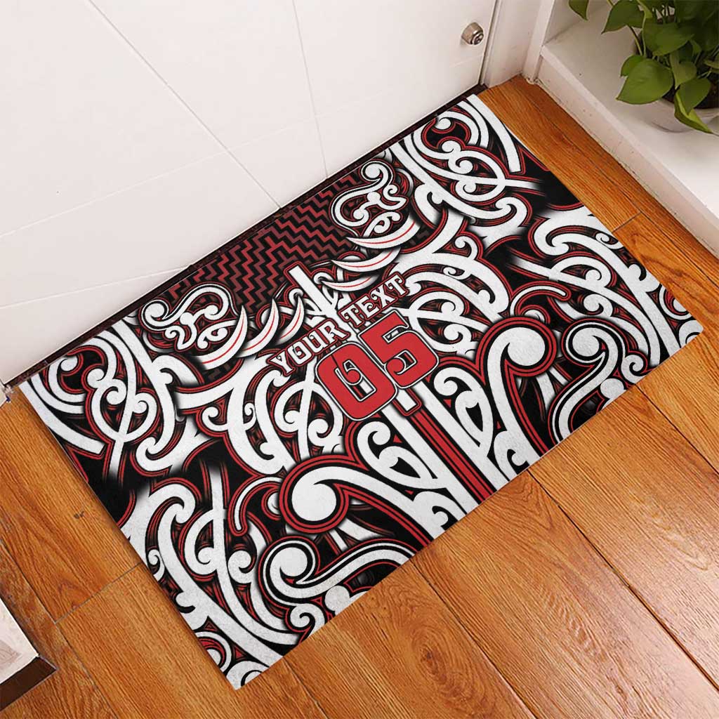 Custom Aotearoa Ngapuhi Rubber Doormat Maori Tribal Pattern Mix Poutama