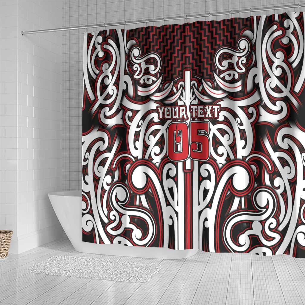 Custom Aotearoa Ngapuhi Shower Curtain Maori Tribal Pattern Mix Poutama