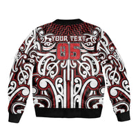 Custom Aotearoa Ngapuhi Sleeve Zip Bomber Jacket Maori Tribal Pattern Mix Poutama