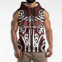 Custom Aotearoa Ngapuhi Sleeveless Zip Hoodie Maori Tribal Pattern Mix Poutama