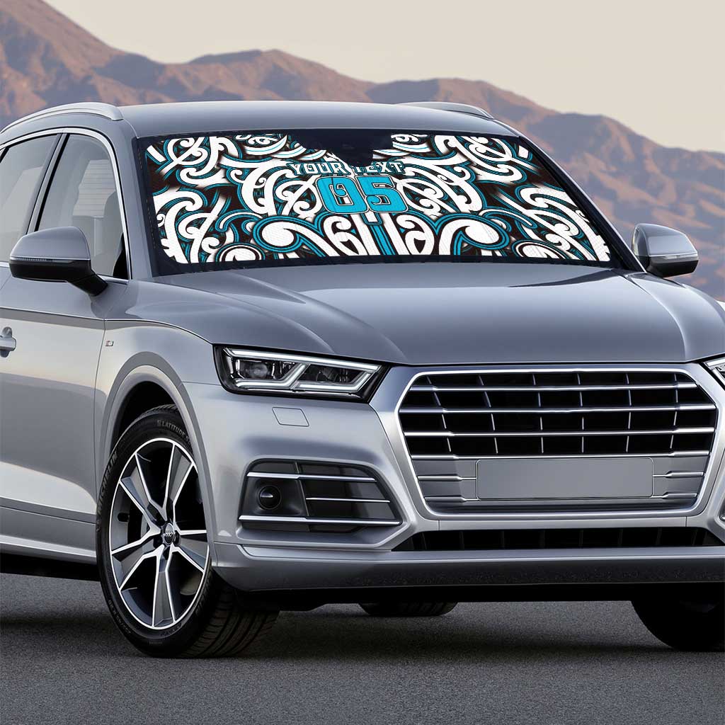 Custom Aotearoa Ngati Porou Auto Sun Shade Maori Tribal Pattern Mix Poutama