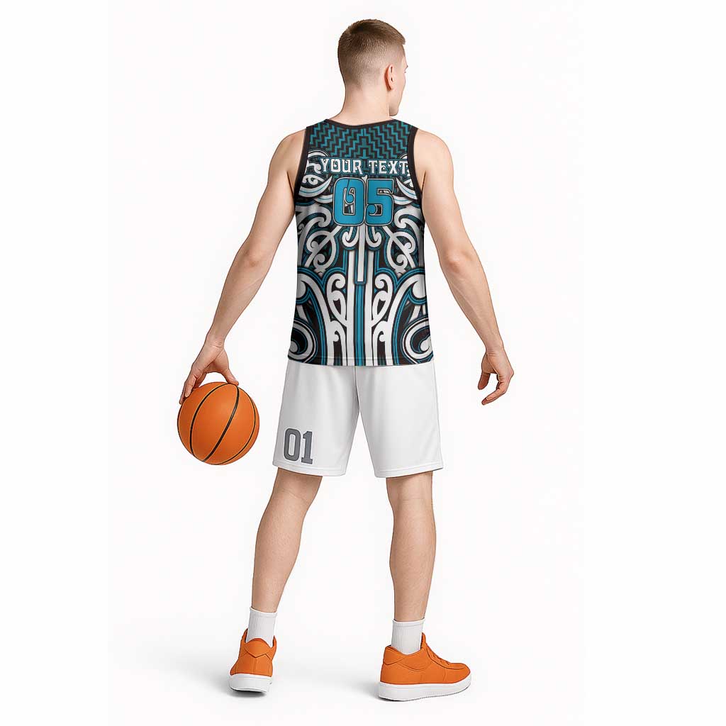 Custom Aotearoa Ngati Porou Basketball Jersey Maori Tribal Pattern Mix Poutama