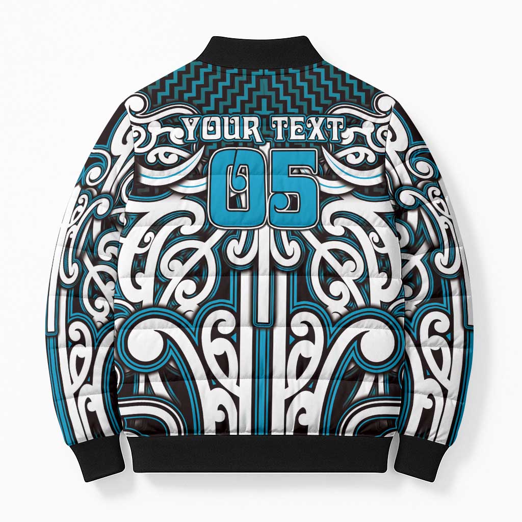 Custom Aotearoa Ngati Porou Bomber Puffer Jacket Maori Tribal Pattern Mix Poutama