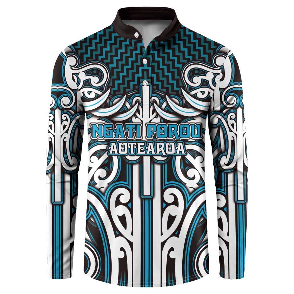 Custom Aotearoa Ngati Porou Button Sweatshirt Maori Tribal Pattern Mix Poutama