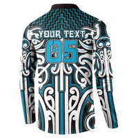 Custom Aotearoa Ngati Porou Button Sweatshirt Maori Tribal Pattern Mix Poutama