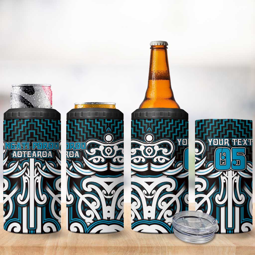 Custom Aotearoa Ngati Porou 4 in 1 Can Cooler Tumbler Maori Tribal Pattern Mix Poutama
