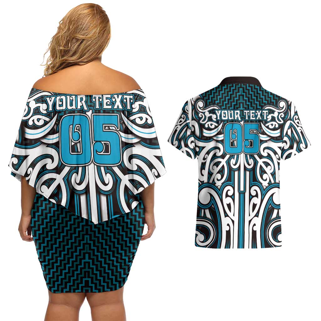 Custom Aotearoa Ngati Porou Couples Matching Off Shoulder Short Dress and Hawaiian Shirt Maori Tribal Pattern Mix Poutama LT05 - Polynesian Pride