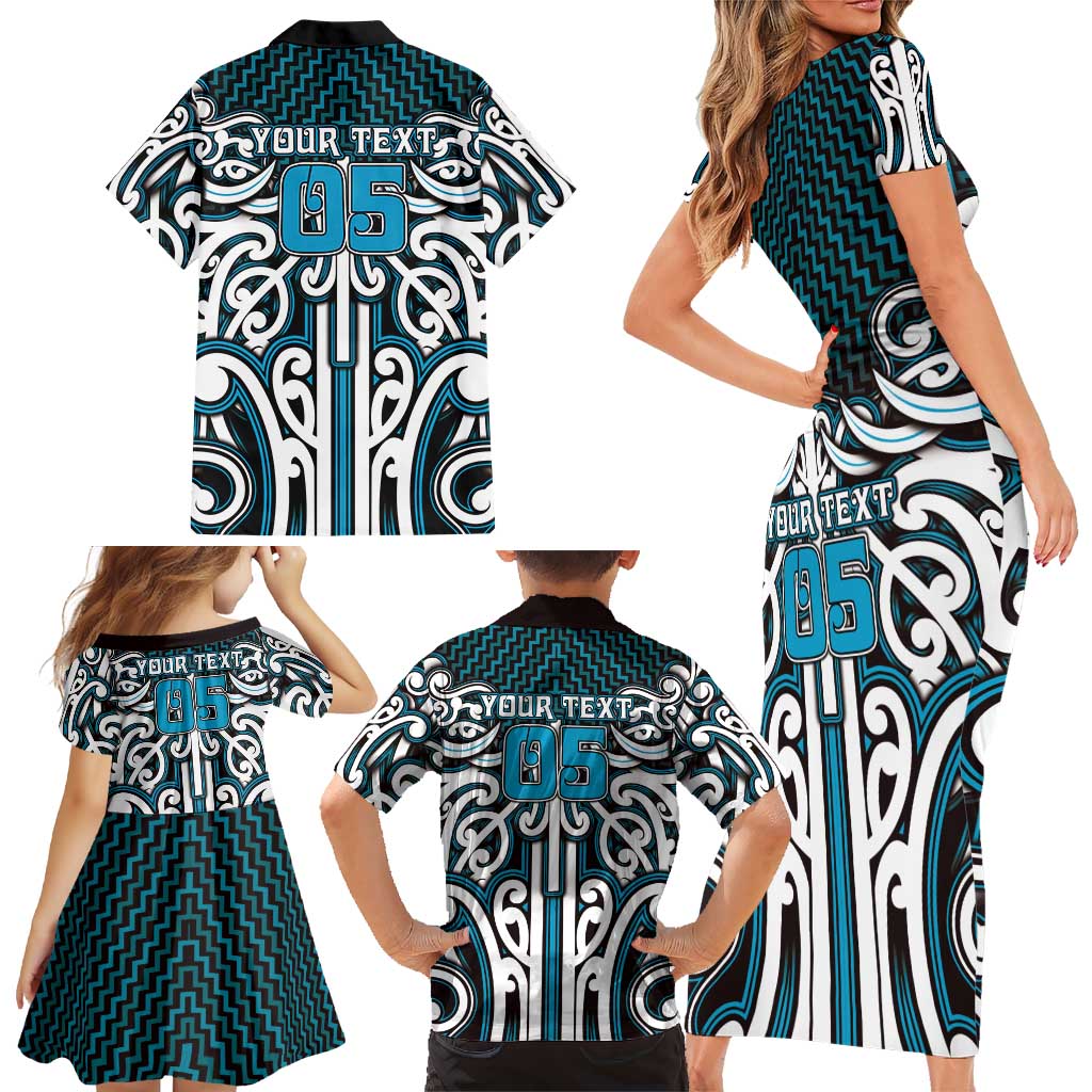 Custom Aotearoa Ngati Porou Family Matching Short Sleeve Bodycon Dress and Hawaiian Shirt Maori Tribal Pattern Mix Poutama LT05 - Polynesian Pride