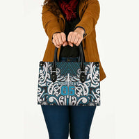 Custom Aotearoa Ngati Porou Leather Bag Maori Tribal Pattern Mix Poutama