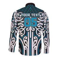 Custom Aotearoa Ngati Porou Long Sleeve Button Shirt Maori Tribal Pattern Mix Poutama
