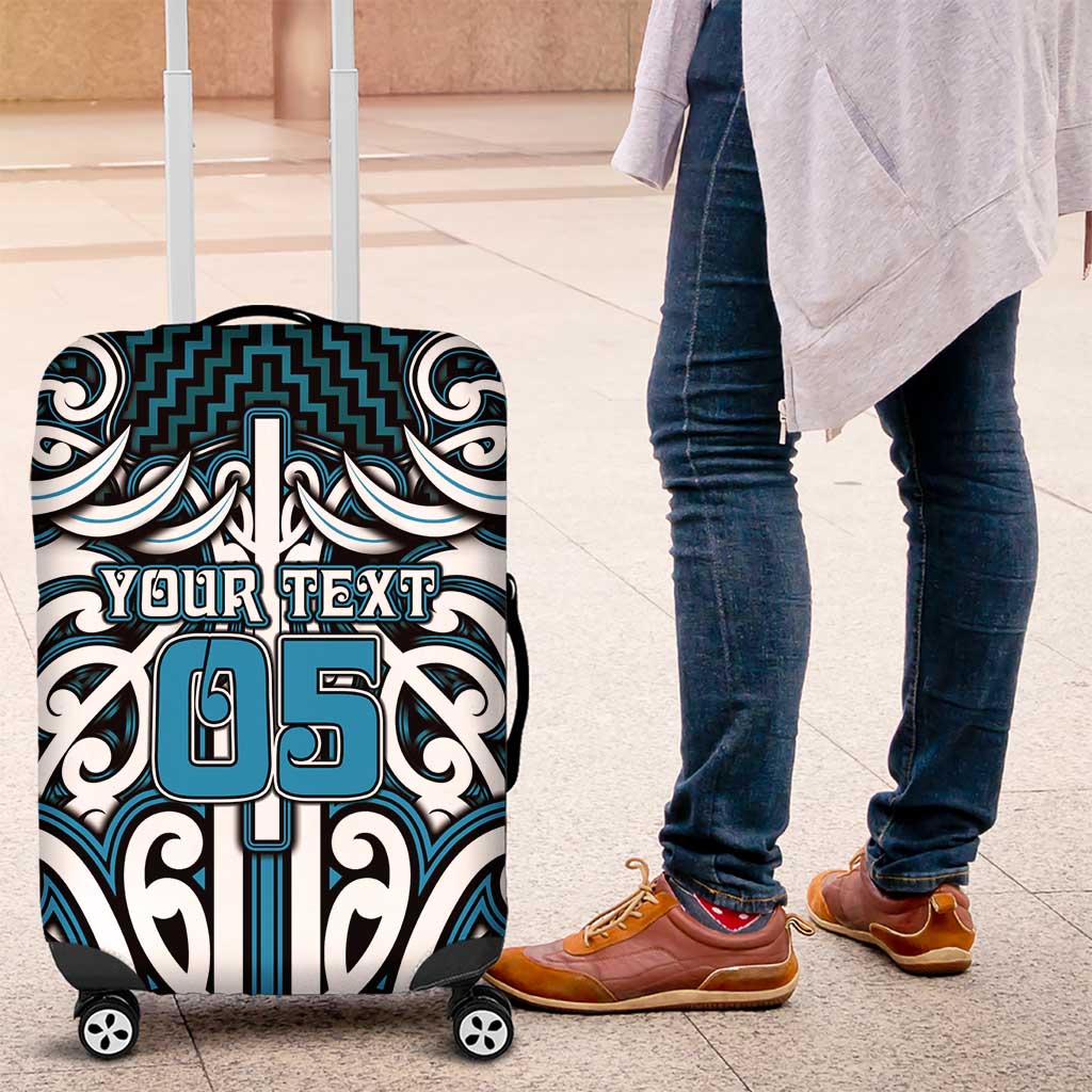 Custom Aotearoa Ngati Porou Luggage Cover Maori Tribal Pattern Mix Poutama LT05 Blue - Polynesian Pride