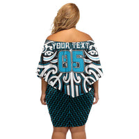 Custom Aotearoa Ngati Porou Off Shoulder Short Dress Maori Tribal Pattern Mix Poutama
