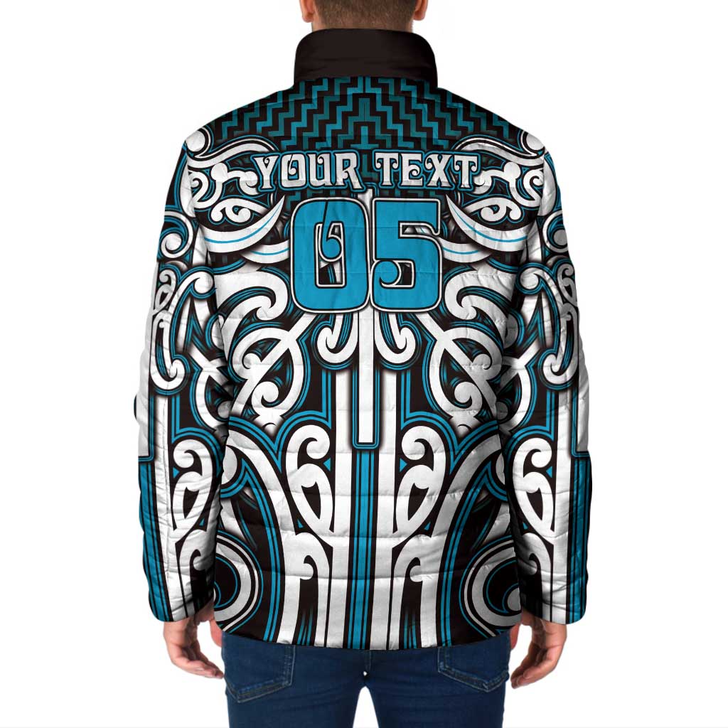 Custom Aotearoa Ngati Porou Padded Jacket Maori Tribal Pattern Mix Poutama