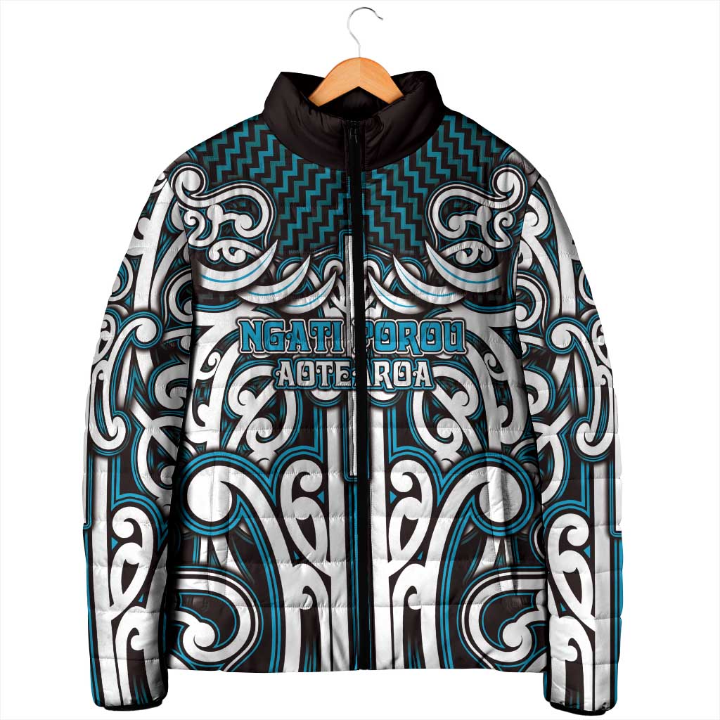 Custom Aotearoa Ngati Porou Padded Jacket Maori Tribal Pattern Mix Poutama