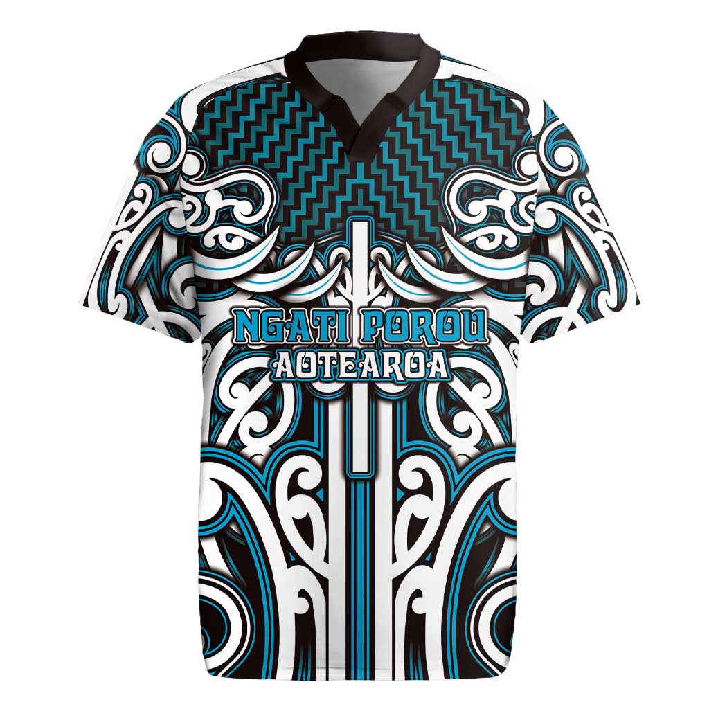 Custom Aotearoa Ngati Porou Rugby Jersey Maori Tribal Pattern Mix Poutama