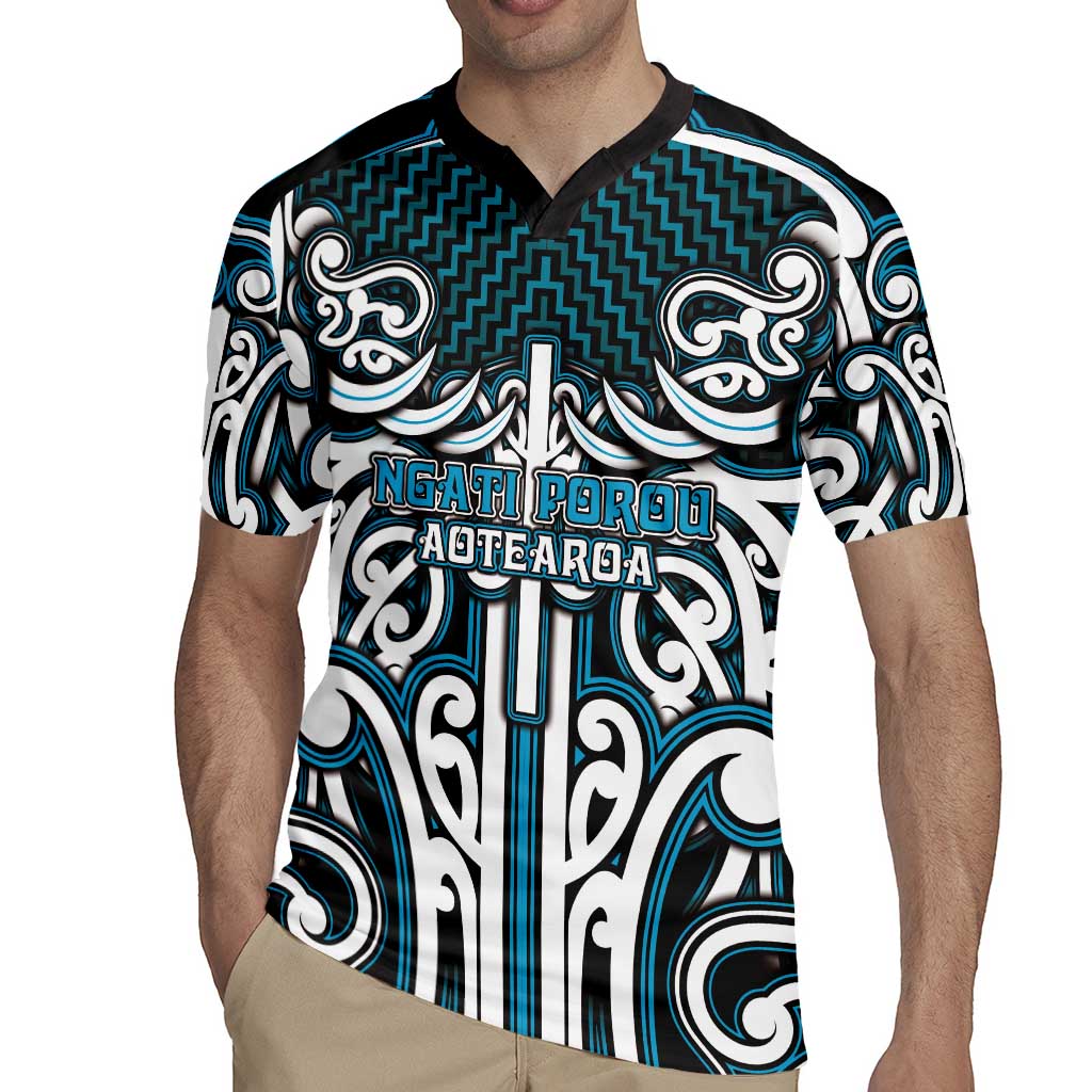 Custom Aotearoa Ngati Porou Rugby Jersey Maori Tribal Pattern Mix Poutama