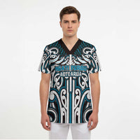 Custom Aotearoa Ngati Porou Scrub Top Maori Tribal Pattern Mix Poutama
