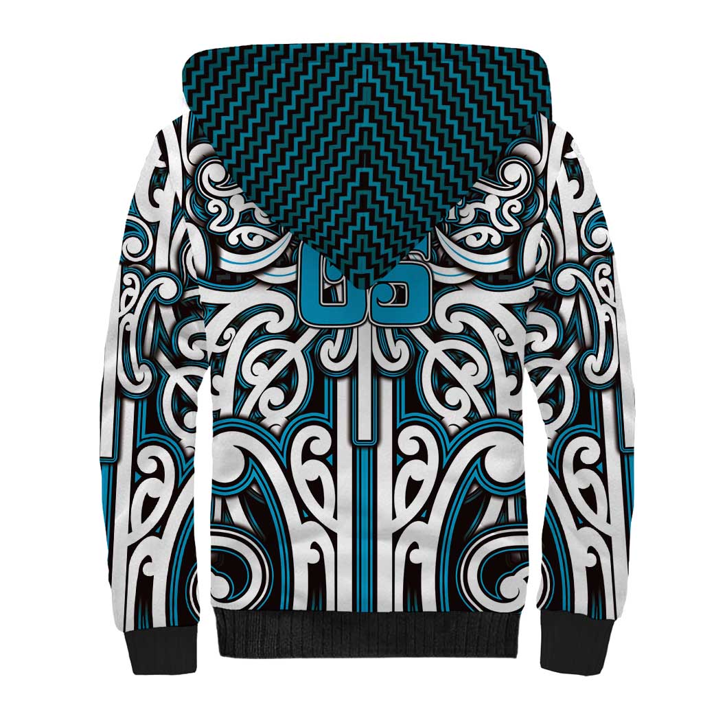 Custom Aotearoa Ngati Porou Sherpa Hoodie Maori Tribal Pattern Mix Poutama