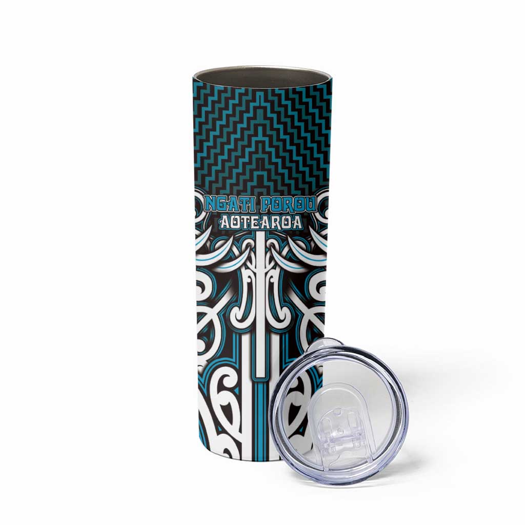 Custom Aotearoa Ngati Porou Skinny Tumbler Maori Tribal Pattern Mix Poutama