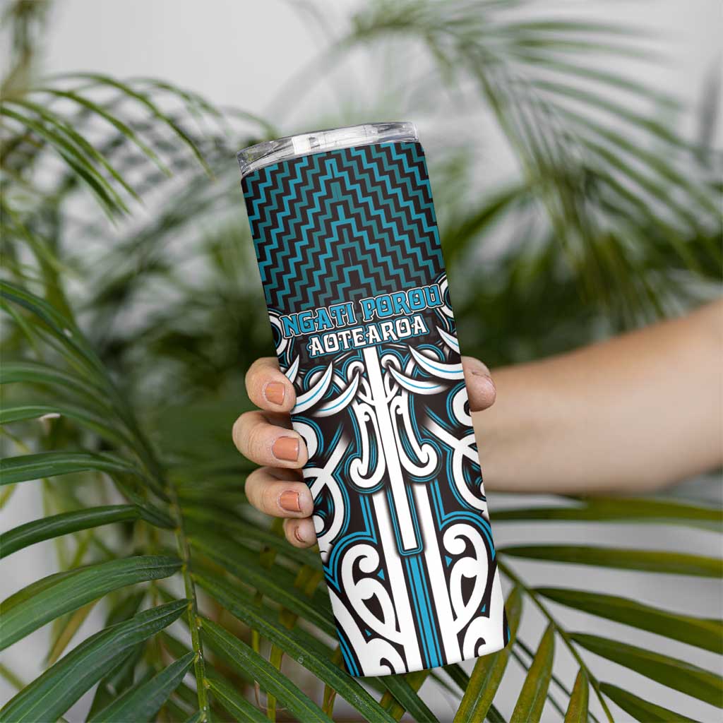 Custom Aotearoa Ngati Porou Skinny Tumbler Maori Tribal Pattern Mix Poutama