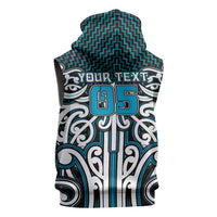 Custom Aotearoa Ngati Porou Sleeveless Hoodie Maori Tribal Pattern Mix Poutama