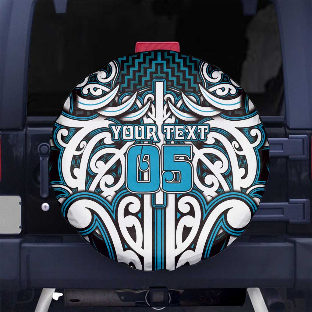 Custom Aotearoa Ngati Porou Spare Tire Cover Maori Tribal Pattern Mix Poutama LT05 No hole Blue - Polynesian Pride