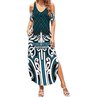 Custom Aotearoa Ngati Porou Summer Maxi Dress Maori Tribal Pattern Mix Poutama