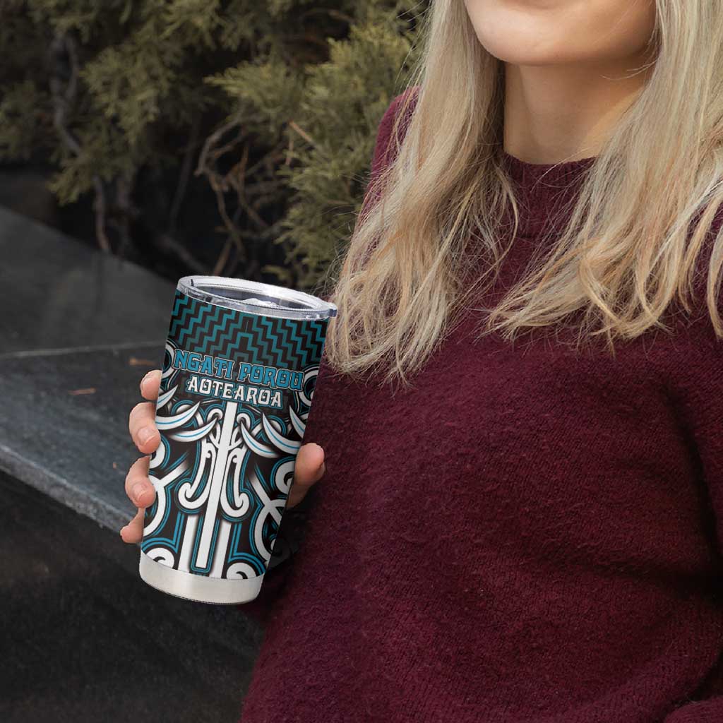 Custom Aotearoa Ngati Porou Tumbler Cup Maori Tribal Pattern Mix Poutama