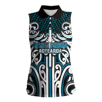 Custom Aotearoa Ngati Porou Women Sleeveless Polo Shirt Maori Tribal Pattern Mix Poutama