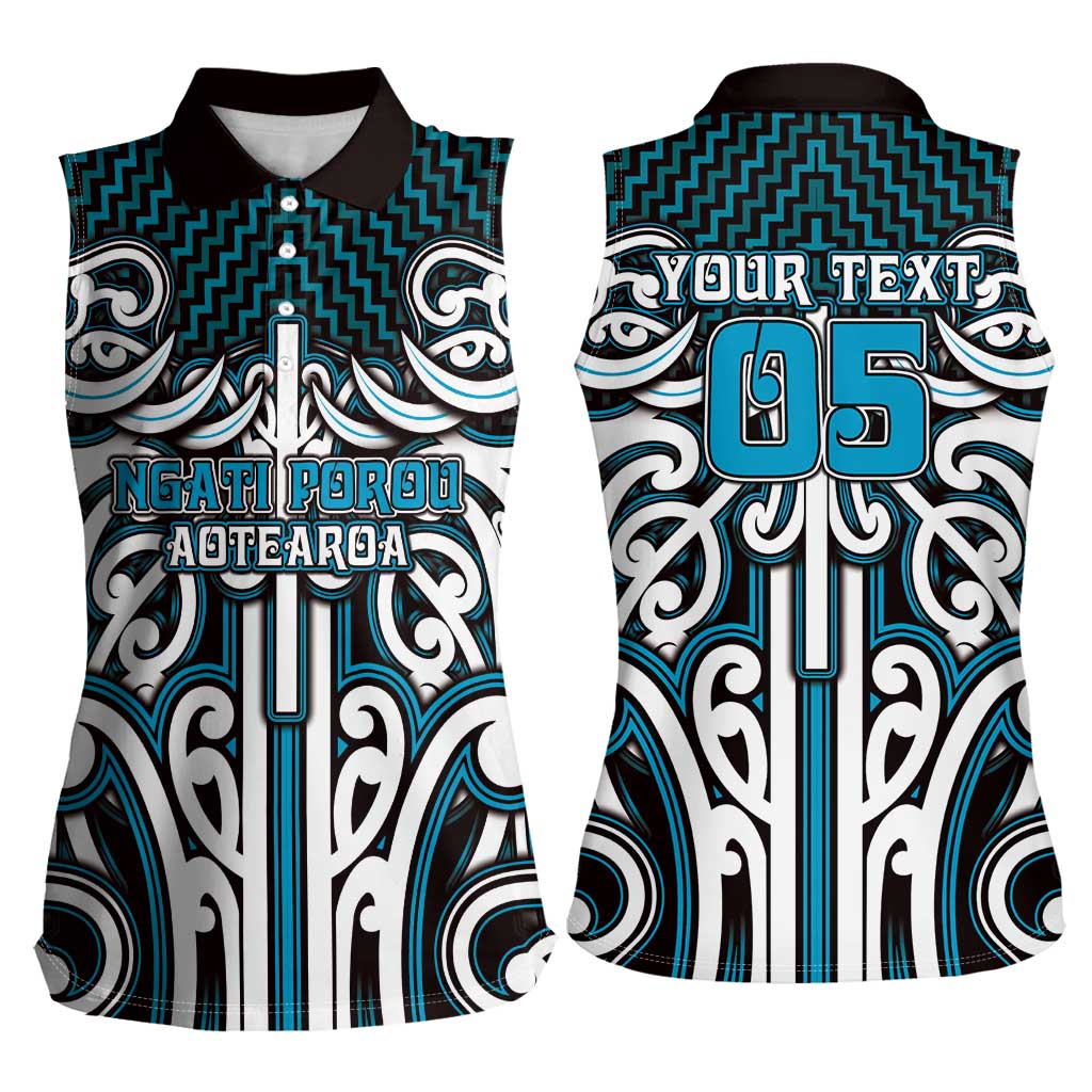 Custom Aotearoa Ngati Porou Women Sleeveless Polo Shirt Maori Tribal Pattern Mix Poutama