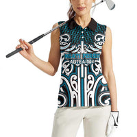 Custom Aotearoa Ngati Porou Women Sleeveless Polo Shirt Maori Tribal Pattern Mix Poutama
