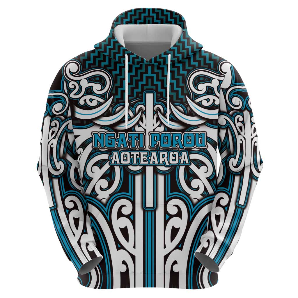 Custom Aotearoa Ngati Porou Zip Hoodie Maori Tribal Pattern Mix Poutama
