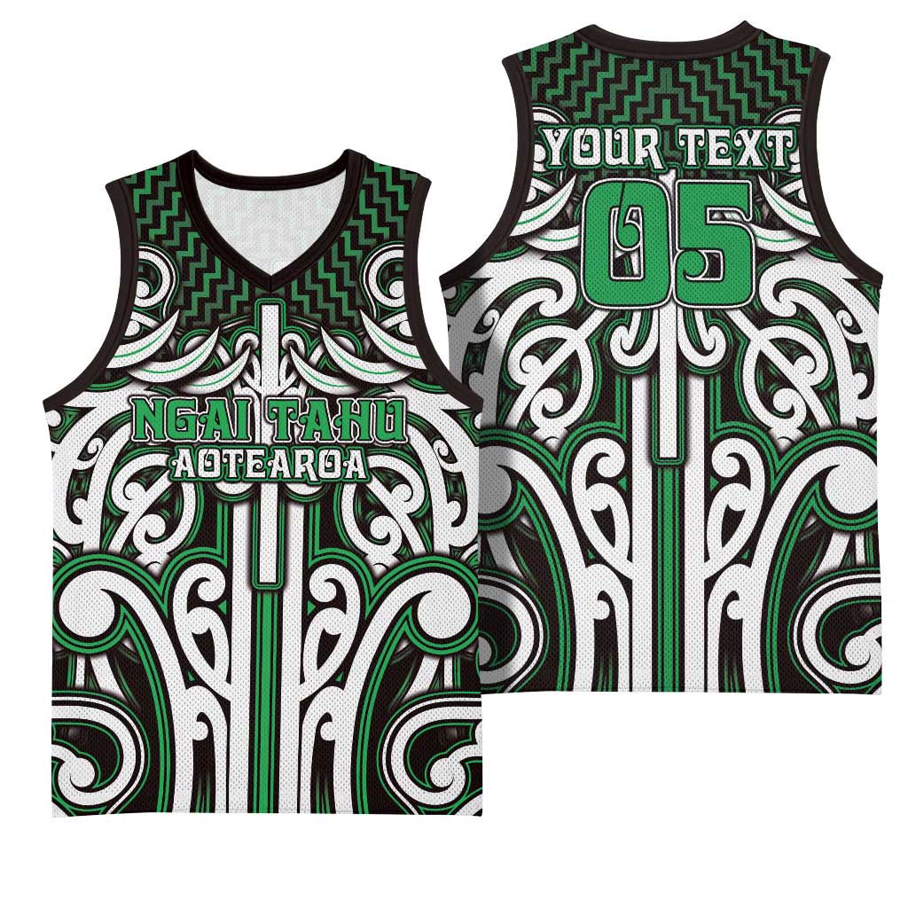 Custom Aotearoa Ngai Tahu Basketball Jersey Maori Tribal Pattern Mix Poutama
