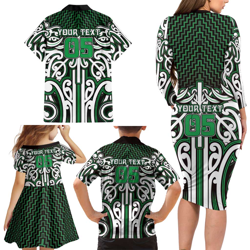 Custom Aotearoa Ngai Tahu Family Matching Long Sleeve Bodycon Dress and Hawaiian Shirt Maori Tribal Pattern Mix Poutama LT05 - Polynesian Pride