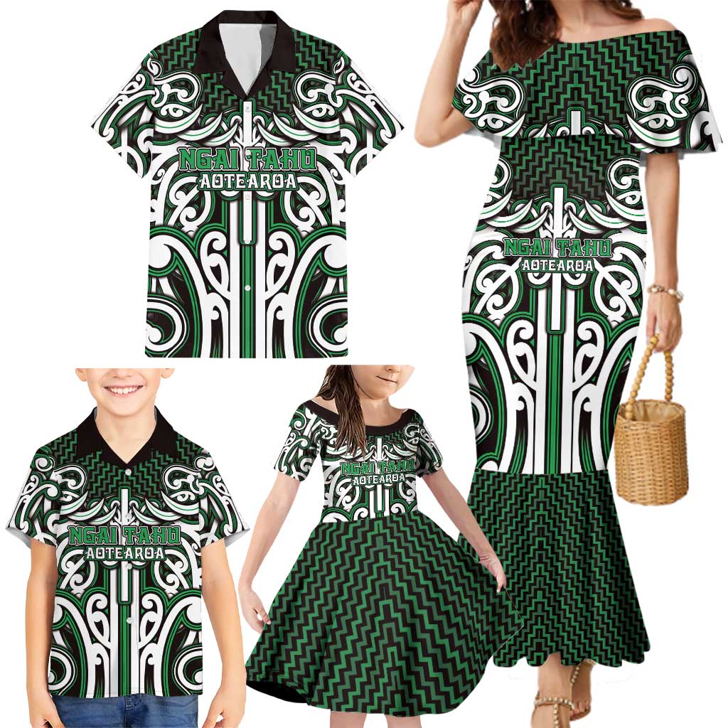 Custom Aotearoa Ngai Tahu Family Matching Mermaid Dress and Hawaiian Shirt Maori Tribal Pattern Mix Poutama LT05 - Polynesian Pride