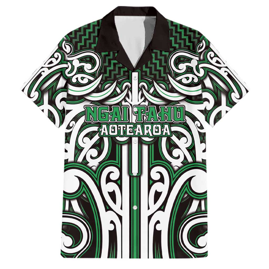 Custom Aotearoa Ngai Tahu Family Matching Off The Shoulder Long Sleeve Dress and Hawaiian Shirt Maori Tribal Pattern Mix Poutama LT05 Dad's Shirt - Short Sleeve Green - Polynesian Pride