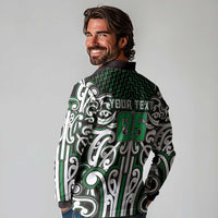 Custom Aotearoa Ngai Tahu Long Sleeve Polo Shirt Maori Tribal Pattern Mix Poutama