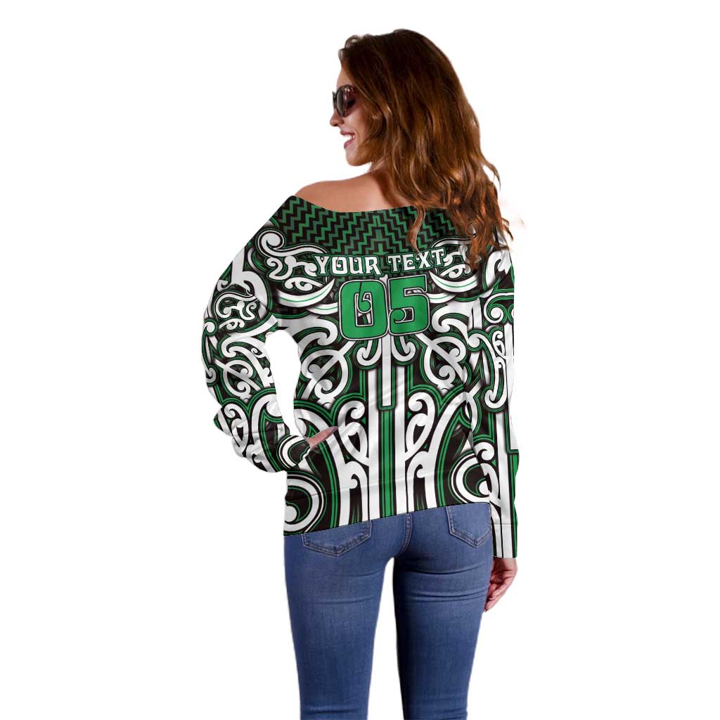 Custom Aotearoa Ngai Tahu Off Shoulder Sweater Maori Tribal Pattern Mix Poutama
