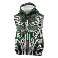 Custom Aotearoa Ngai Tahu Sleeveless Hoodie Maori Tribal Pattern Mix Poutama