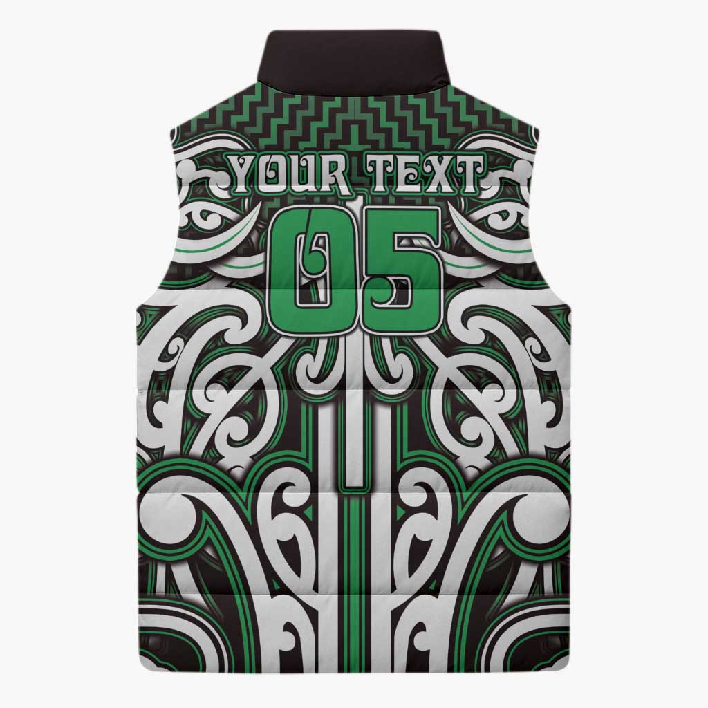 Custom Aotearoa Ngai Tahu Sleeveless Puffer Jacket Maori Tribal Pattern Mix Poutama