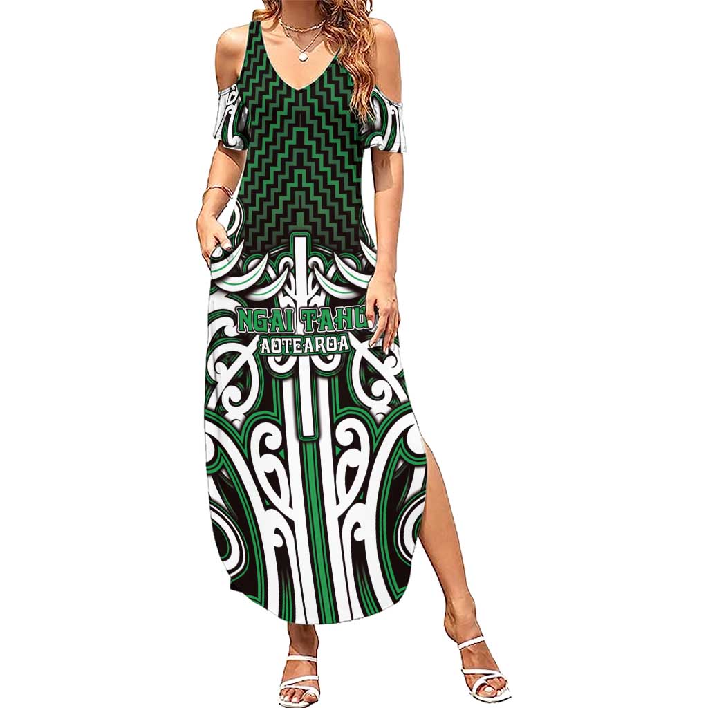 Custom Aotearoa Ngai Tahu Summer Maxi Dress Maori Tribal Pattern Mix Poutama