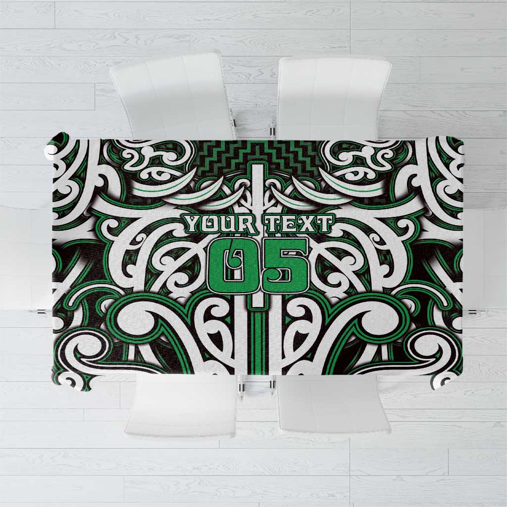 Custom Aotearoa Ngai Tahu Tablecloth Maori Tribal Pattern Mix Poutama LT05 Green - Polynesian Pride