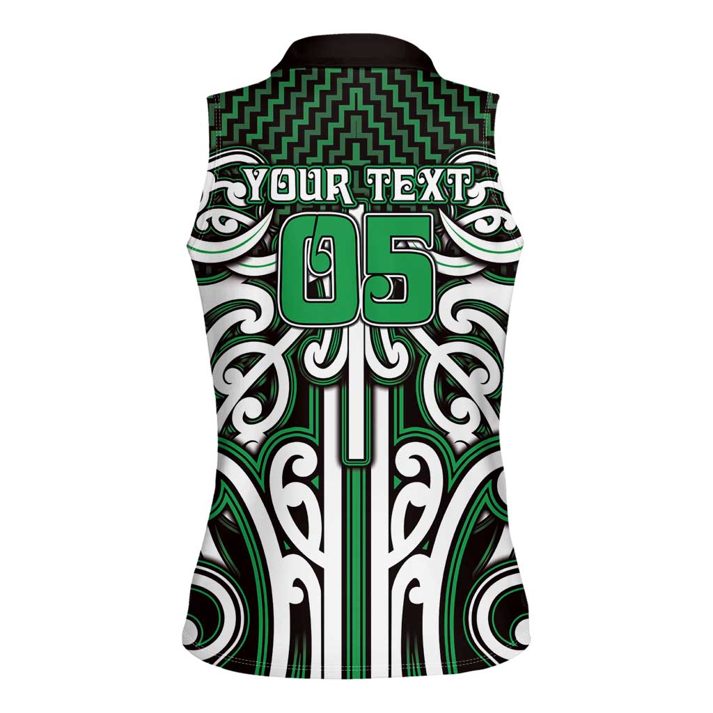 Custom Aotearoa Ngai Tahu Women Sleeveless Polo Shirt Maori Tribal Pattern Mix Poutama