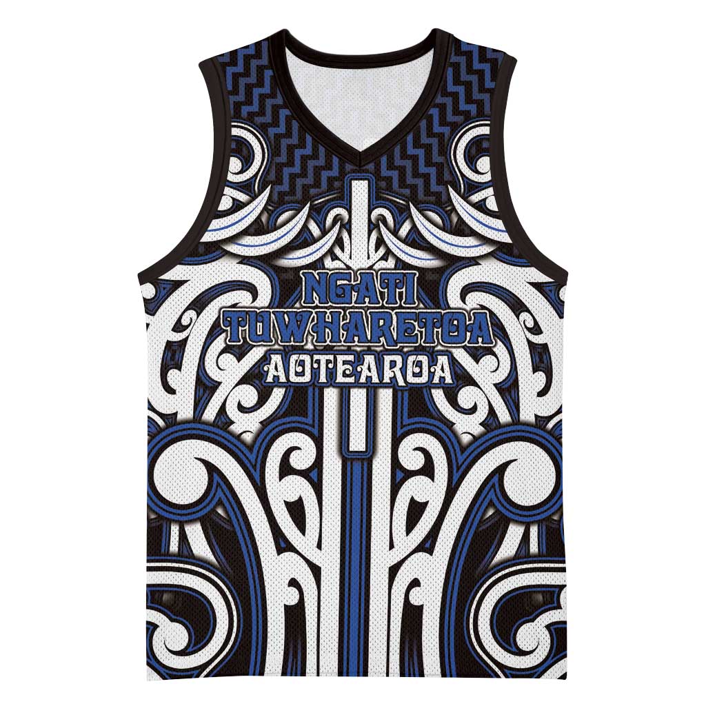 Custom Aotearoa Ngati Tuwharetoa Basketball Jersey Maori Tribal Pattern Mix Poutama