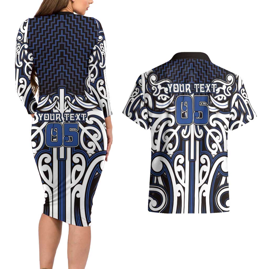 Custom Aotearoa Ngati Tuwharetoa Couples Matching Long Sleeve Bodycon Dress and Hawaiian Shirt Maori Tribal Pattern Mix Poutama LT05 - Polynesian Pride